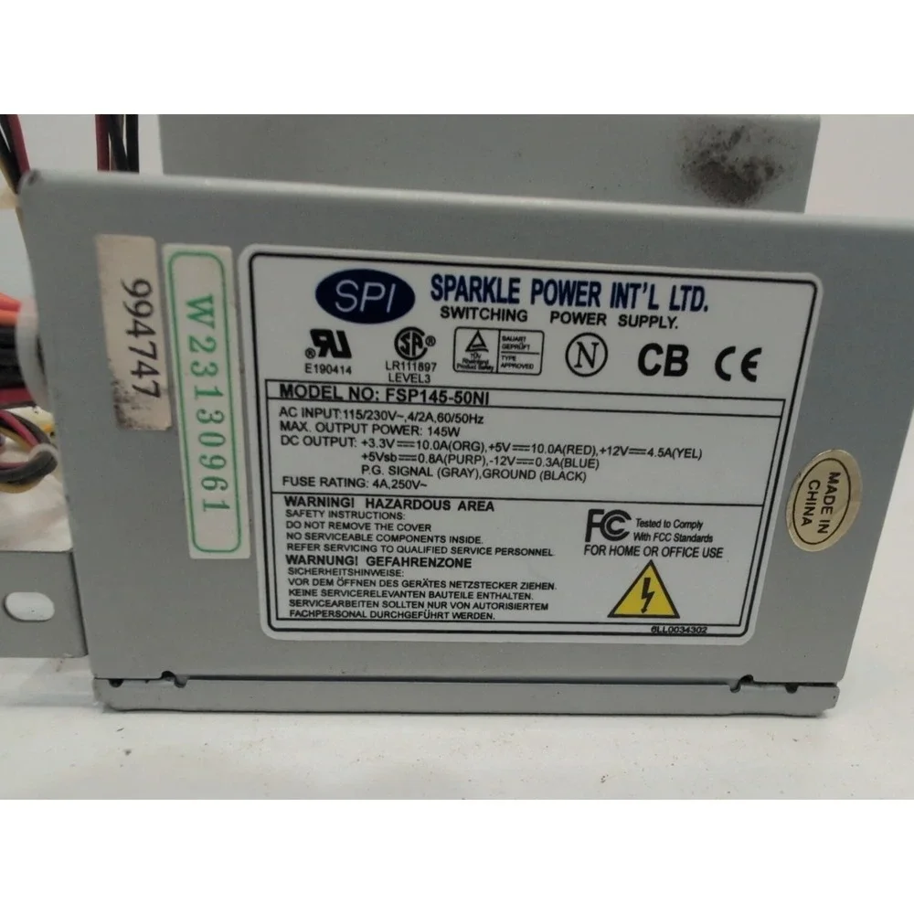 FSP145-50NI ATX 145W Power Supply Sparkle Power Int'l Ltd SPI